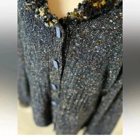 Cj Banks Speckled Knit Cardigan Soft Sweater Blue Button Women's Size L HOLIDAY - Picture 5 of 16